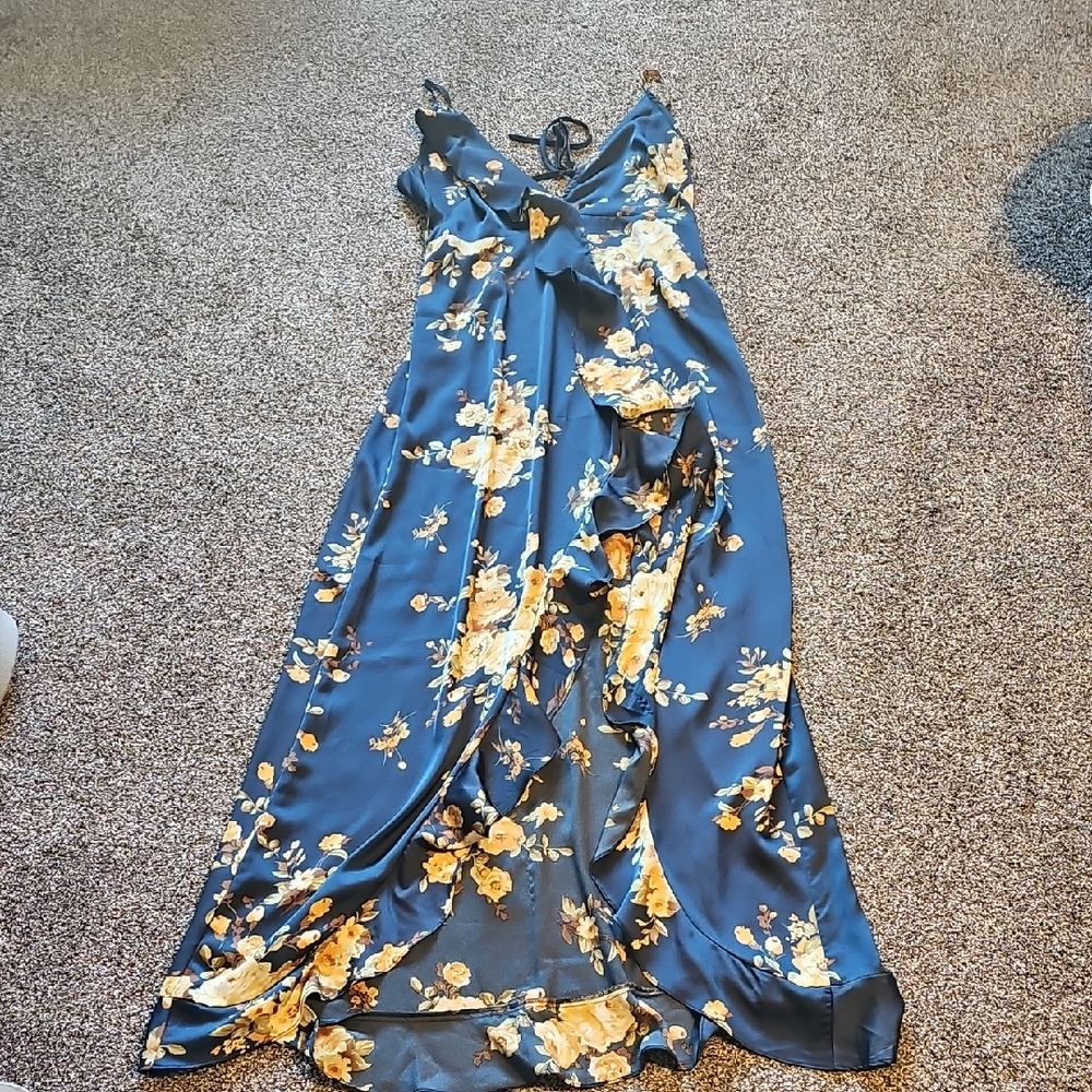 Floral Dress in Blue and Yellow